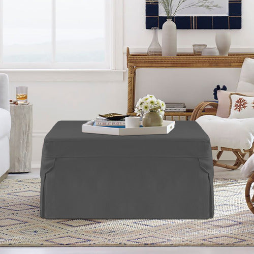 DECOR TRADERS FOLDLUX CONVERTIBLE OTTOMAN SOFA BED WITH CASTORS & SLIPCOVER