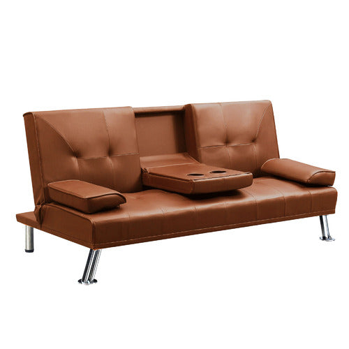 OAKLEIGH HOME CLAUDE 3 SEATER FAUX LEATHER FUTON SOFA BED