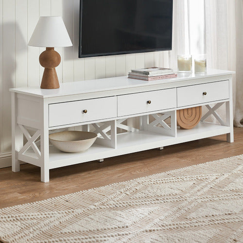 180CM WHITE NOOSA 3 DRAWER TV UNIT