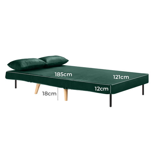 DARK GREEN AERO VELVET DOUBLE SOFA BED