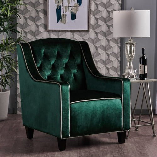FURNITURE MARKET LARA TUFTED NEW VELVET ARMCHAIR