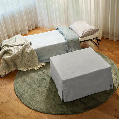 DECOR TRADERS FOLDLUX CONVERTIBLE OTTOMAN SOFA BED WITH CASTORS & SLIPCOVER