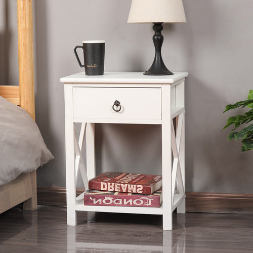 OAKLEIGH HOME WHITE JOELY BEDSIDE TABLE