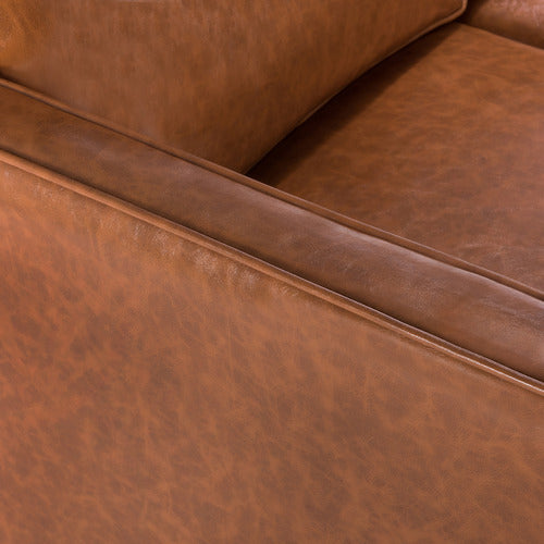 TAN CARLO FAUX LEATHER 3 SEATER SOFA