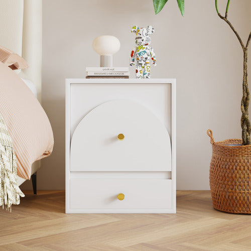 AROYA HOME WHITE SOLARA 2 DRAWER BEDSIDE TABLE