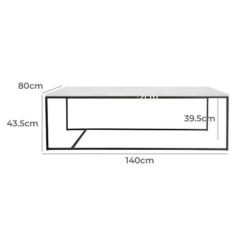 BROOKLYN AND BELLA OTTO RECTANGULAR MARBLE COFFEE TABLE
