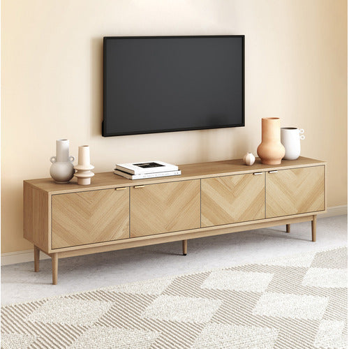 200CM DION HERRINGBONE OAK WOOD TV UNIT