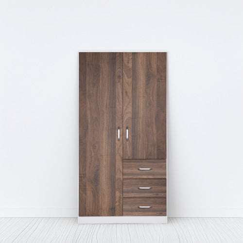 MIKASA FURNITURE 2 TONE ZETLAND WARDROBE WITH 3 DRAWERS