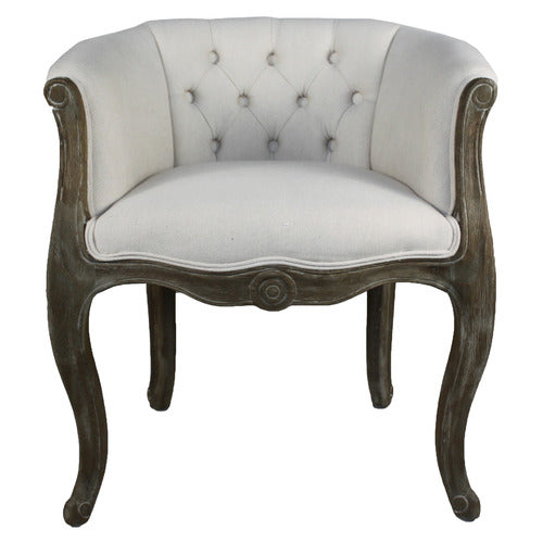 NATURALLY PROVINICIAL VIOLETTA BUTTONED LINEN TUB CHAIR