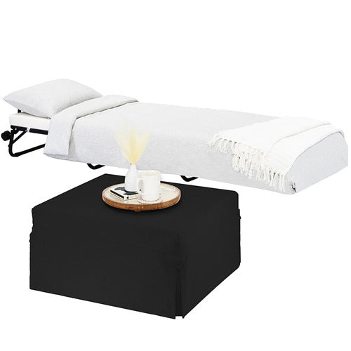 DECOR TRADERS FOLDLUX CONVERTIBLE OTTOMAN SOFA BED WITH CASTORS & SLIPCOVER