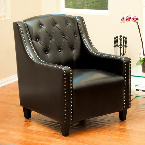 FURNITURE MARKET ELSTERNWICK FAUX LEATHER ARMCHAIR & FOOTSTOOL SET