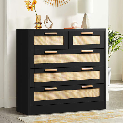 HOXTON ROOM ANGUS 5 DRAWER RATTAN DRESSER