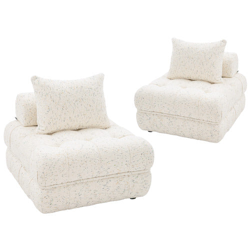 EVER DREAMING LIVING BEIGE ELLA 76CM WOOL-BLEND LOUNGE CHAIRS (SET OF 2)
