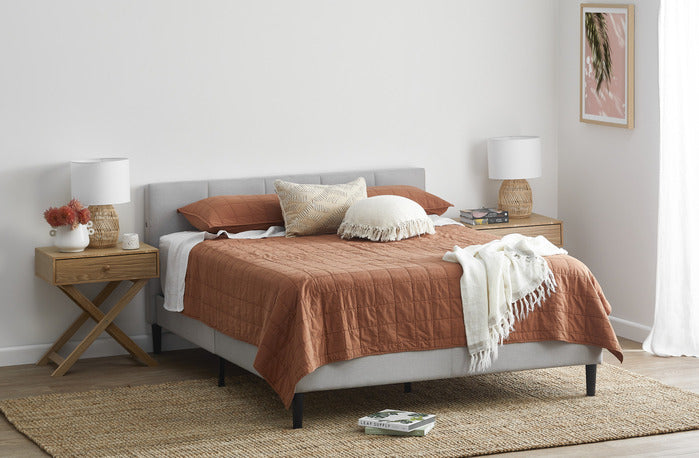BEIGE IMOGEN UPHOLSTERED BED WITH USB