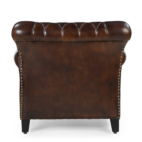 THE DECOR STORE STUDDED LEATHER ARM CHAIR