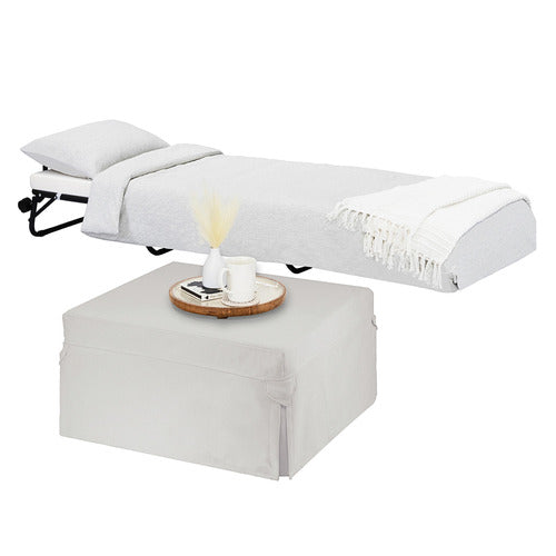 DECOR TRADERS FOLDLUX CONVERTIBLE OTTOMAN SOFA BED WITH CASTORS & SLIPCOVER
