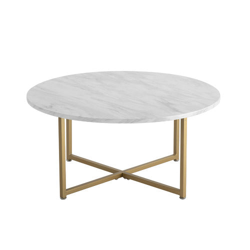 EVER DREAMING LIVING GOLDEN GAEL FAUX MARBLE COFFEE TABLE