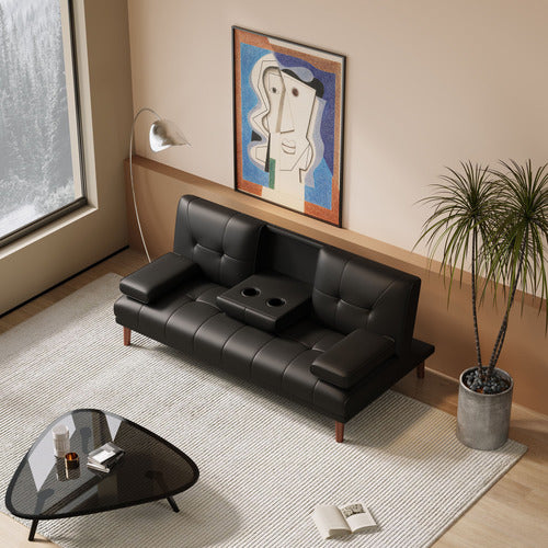 EVER DREAMING LIVING VERNICE 3 SEATER FAUX LEATHER SOFA BED