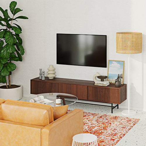 200CM WALNUT GANNON RETRO LOWLINE TV UNIT