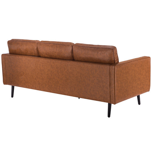 TAN CARLO FAUX LEATHER 3 SEATER SOFA