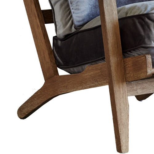 NATURALLY PROVINICIAL COILA SOLID OAK & VELVET LEISURE ARMCHAIR