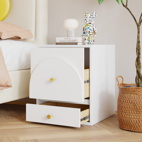 AROYA HOME WHITE SOLARA 2 DRAWER BEDSIDE TABLE