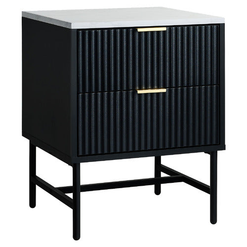 LIVING FUSION HAMMOND 2 DRAWER FAUX MARBLE BEDSIDE TABLE