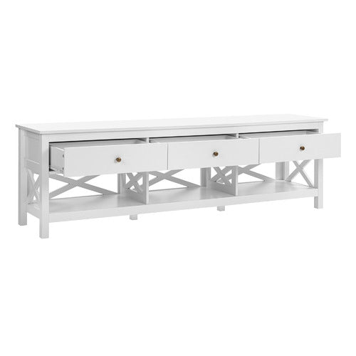 180CM WHITE NOOSA 3 DRAWER TV UNIT