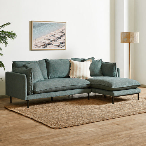 OCEAN GREEN BELLAMY 3 SEATER SOFA WITH CHAISE