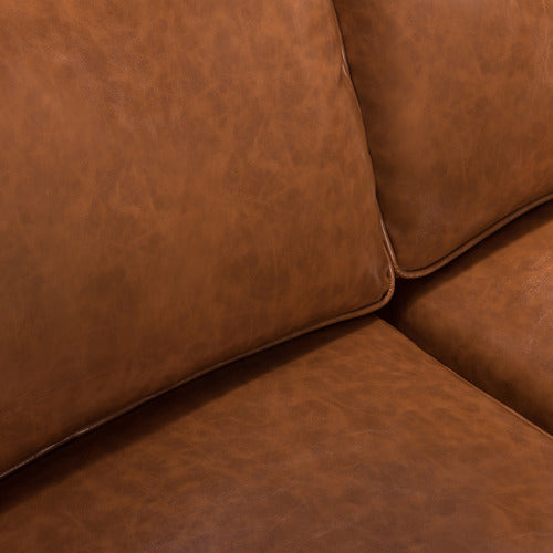TAN CARLO FAUX LEATHER 3 SEATER SOFA