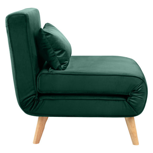 DARK GREEN AERO VELVET SINGLE SOFA BED