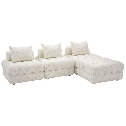 EVER DREAMING LIVING BEIGE ELLA 4 SEATER WOOL-BLEND SOFA & OTTOMAN SET