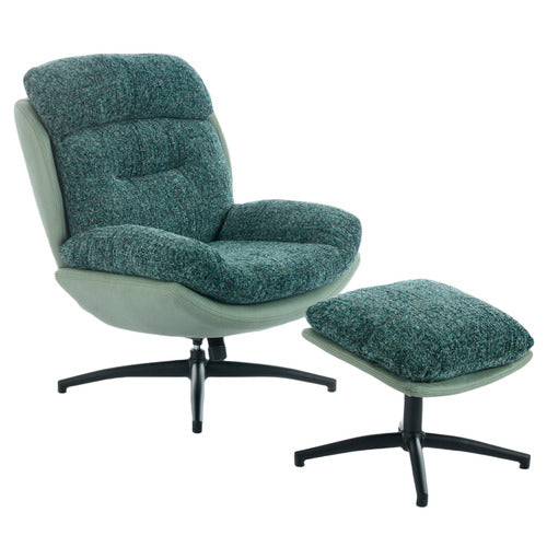 CASSINGTON HOME 2 PIECE RYE UPHOLSTERED SWIVEL CHAIR & FOOTSTOOL SET