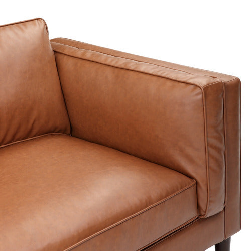 TAN BRAHM 3 SEATER PREMIUM FAUX LEATHER SOFA