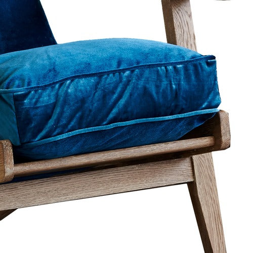 NATURALLY PROVINICIAL COILA SOLID OAK & VELVET LEISURE ARMCHAIR