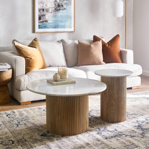 ANIKA MANGO WOOD & MARBLE COFFEE TABLE