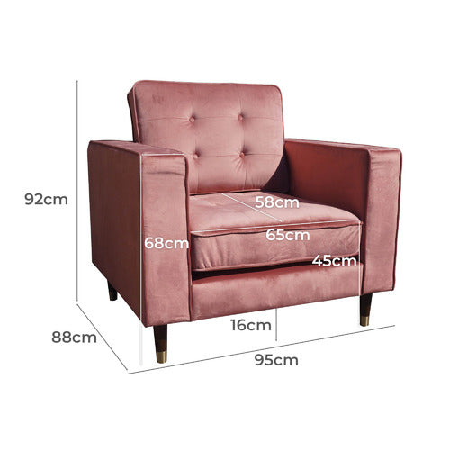 MIKASA FURNITURE PINK CHERRY VELVET ARMCHAIR