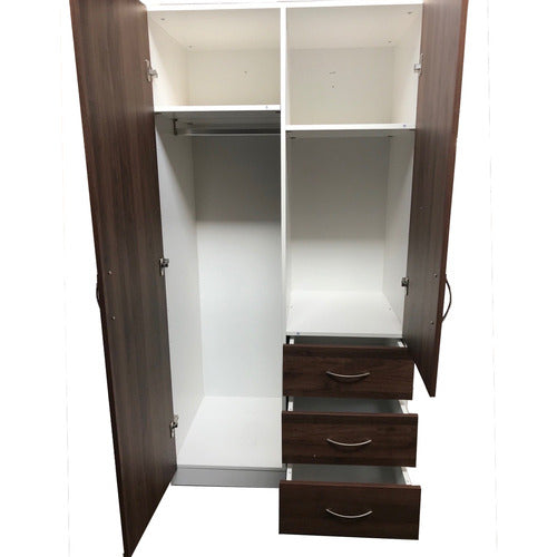 MIKASA FURNITURE 2 TONE ZETLAND WARDROBE WITH 3 DRAWERS