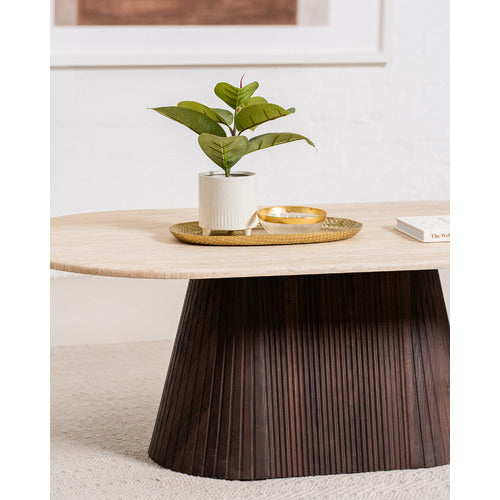 KEYS ROAD DESIGNS THEIA TRAVERTINE-LOOK COFFEE TABLE