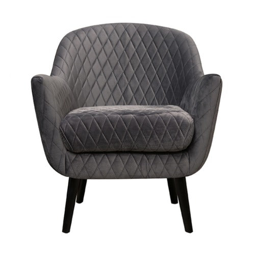 BROOKLYN AND BELLA QUILTED VELVET CLUB CHAIR WITH BLACK LEGS