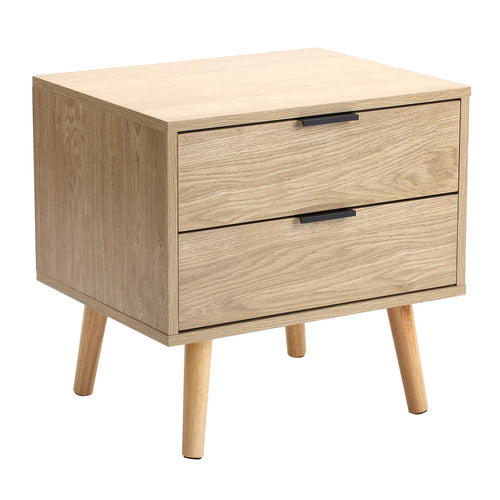 NATURAL LARS 2 DRAWER BEDSIDE TABLE