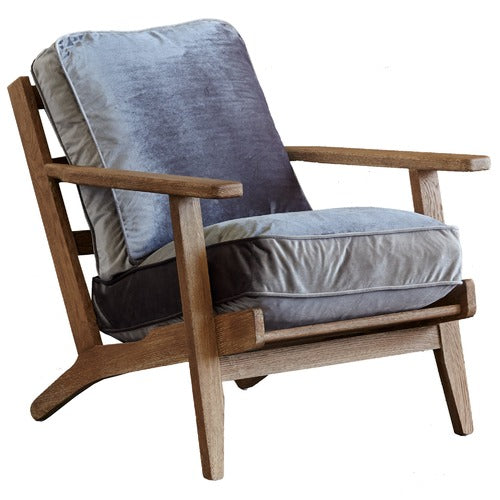 NATURALLY PROVINICIAL COILA SOLID OAK & VELVET LEISURE ARMCHAIR