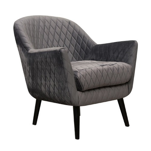 BROOKLYN AND BELLA QUILTED VELVET CLUB CHAIR WITH BLACK LEGS