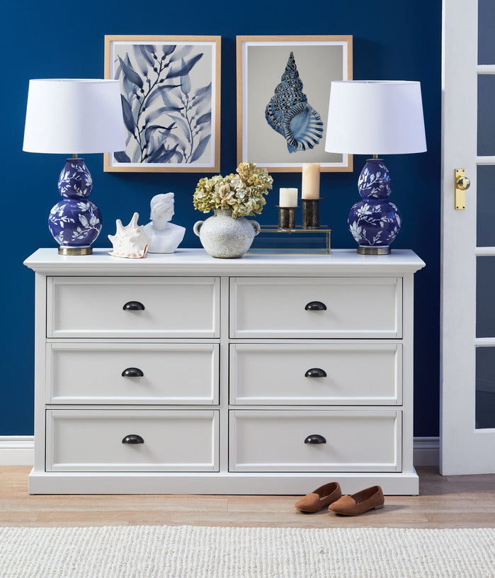 WHITE HAMPTONS 6 DRAWER CHEST