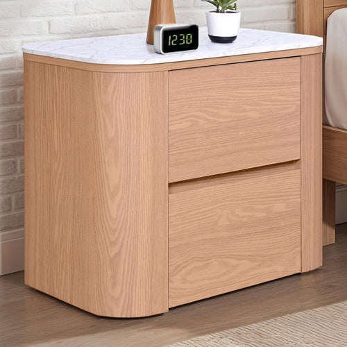 CARLTON FAUX MARBLE BEDSIDE TABLE