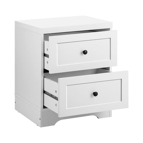 LIVING FUSION WHITE AURORA 2 DRAWER BEDSIDE TABLE