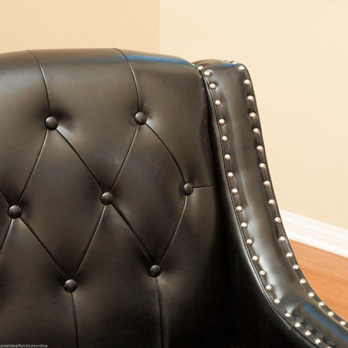 FURNITURE MARKET ELSTERNWICK FAUX LEATHER ARMCHAIR & FOOTSTOOL SET
