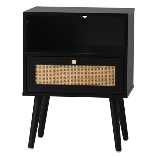 LIVING FUSION BLACK ERIN BEDSIDE TABLE