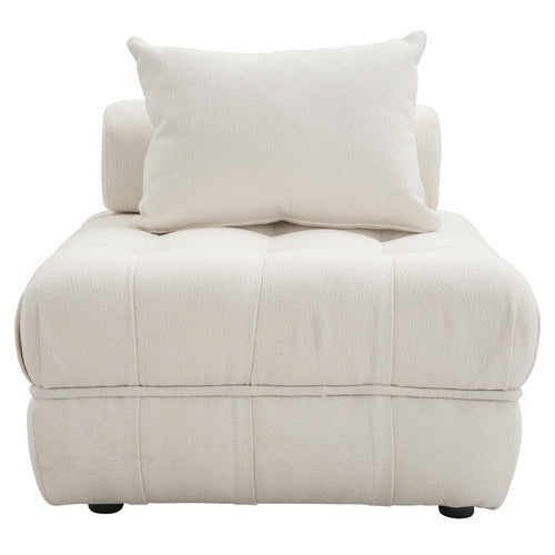 EVER DREAMING LIVING WHITE ELLA 120CM BOUCLE LOUNGE CHAIR