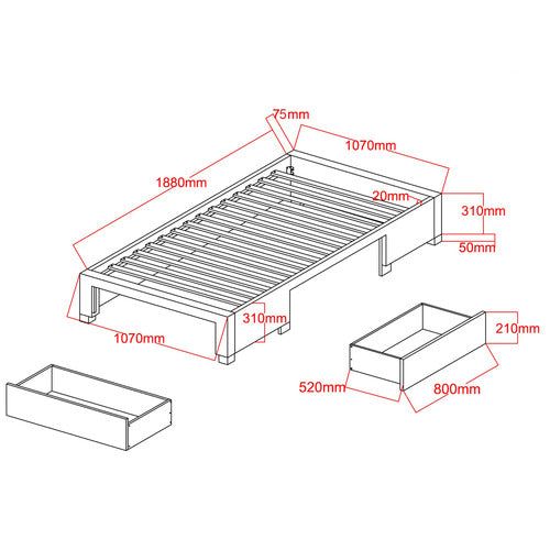 WESTERN DESIGNS OAT WHITE ASTRO KING SINGLE STORAGE BED BASE WITH MATTRESS